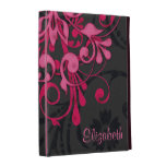 Personalised Pink Black Floral iPad Folio Case