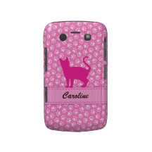 Personalised pink cat pawprints BlackBerry case
