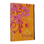 Personalised Pink Orange Floral iPad Folio Case