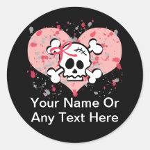 Personalised Pink Skull Stickers