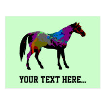 Personalised Race Horse Design On Mint Green Post Card