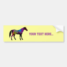 Personalised Race Horse On Yellow Bumper Sticker