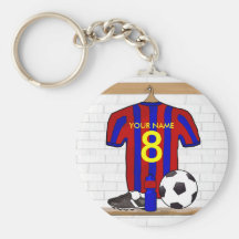 Personalised Red and blue football soccer Jersey Key Chains
