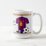 Personalised Red and blue football soccer Jersey Mug