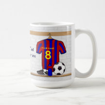 Personalised Red and blue football soccer Jersey Mug