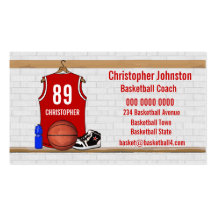 Personalised Red Basketball Jersey Business Cards
