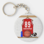 Personalised Red Basketball Jersey Key Chains