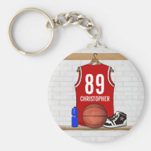 Personalised Red Basketball Jersey Key Chains