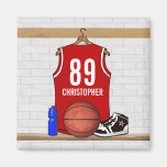 Personalised Red Basketball Jersey Magnets