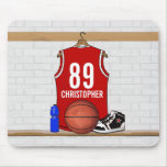 Personalised Red Basketball Jersey Mousepad