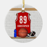Personalised Red Basketball Jersey Christmas Tree Ornaments