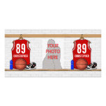 Personalised Red Basketball Jersey Photo Cards