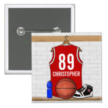 Personalised Red Basketball Jersey Pin