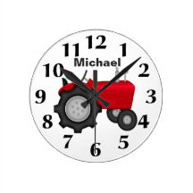 Personalised Red Tractor Wall Clock