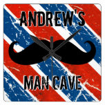 Personalised Red Whte and Blue Moustache Man Cave