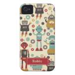 Personalised Retro Robots (Cream) casemate cases