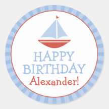 Personalised Sailboat Kids Birthday Stickers