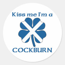 Personalised Scottish Kiss Me I'm Cockburn Round Stickers