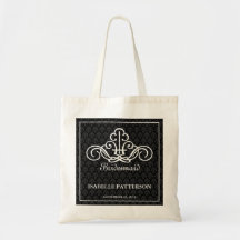 Personalised Scrolls Wedding Party Bag in Black