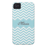 Personalised sea blue or aqua chevron pattern iPhone 4 case