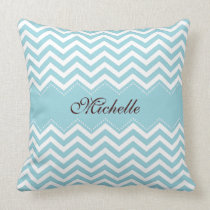 Personalised sea blue zigzag chevron pattern pillows