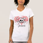Personalised Skull T-shirt Pink Bow Heart