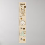 Personalised Sleepy Safari Animals Growth Chart Poster