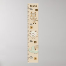 Personalised Sleepy Safari Animals Growth Chart Poster