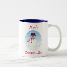 personalised snowman coffee mugs