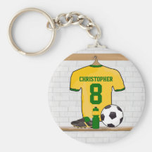 Personalised soccer jersey yellow green key chains
