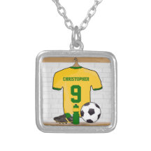 Personalised soccer jersey yellow green custom jewelry