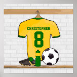 Personalised soccer jersey yellow green poster