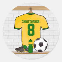 Personalised soccer jersey yellow green sticker