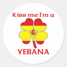 Personalised Spanish Kiss Me I'm Yebana Round Sticker