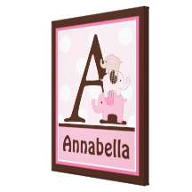 Personalised Stacked Pink Elephants Canvas Art Gallery Wrapped Canvas