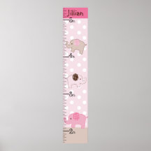 Personalised Stacked Pink Elephants Growth Chart Poster
