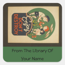 Personalised Vintage Enjoy Don't Destroy Bookplate Sticker