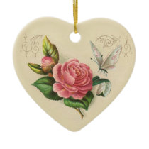 Personalised Vintage Heart Rose Hanging Ornament ornaments