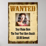 Personalised Wanted Old-Time Photo Posters