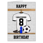 Personalised white and black football soccer Jerse Cards