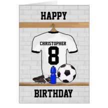Personalised white and black football soccer Jerse Cards