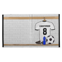 Personalised white and black football soccer Jerse iPad Folio Cover