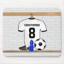 Personalised white and black football soccer Jerse Mousepad