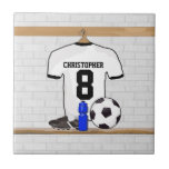Personalised white and black football soccer Jerse Tile