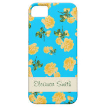 Personalised yellow flowers case - blue