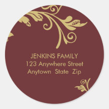 PERSONALIZED ADDRESS LABEL :: bold vine 2B Round Stickers
