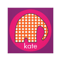 Personalized Baby Elephant [orange+purple] Gallery Wrap Canvas