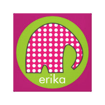 Personalized Baby Elephant [pink+purple] Stretched Canvas Print