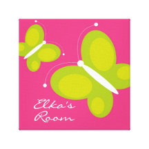 Personalized Butterfly [lime+pink] Gallery Wrap Canvas