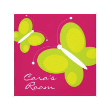 Personalized Butterfly [lime+purple] Stretched Canvas Print
